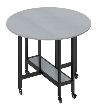 Mesa de Comedor Plegable con Ruedas y Estante Abierto Mesa de Cocina para Espacios Pequeños Gris Cemento