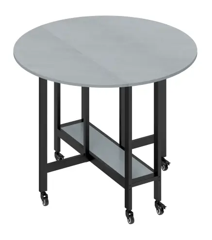 Mesa de Comedor Plegable con Ruedas y Estante Abierto Mesa de Cocina para Espacios Pequeños Gris Cemento