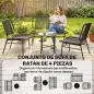 Conjunto de Jardín Exterior de Ratán 4 Piezas Incluye Sofá de 2 Plazas 2 Sillas Mesa de Centro con Tapa Metálica Negro Conjunto de Jardín Exterior de Ratán 4 Piezas Incluye Sofá de 2 Plazas 2 Sillas Mesa de Centro con Tapa Metálica Negro