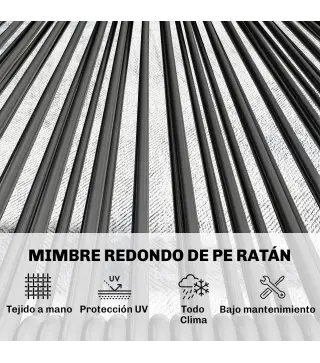 Conjunto de Jardín Exterior de Ratán 4 Piezas Incluye Sofá de 2 Plazas 2 Sillas Mesa de Centro con Tapa Metálica Negro