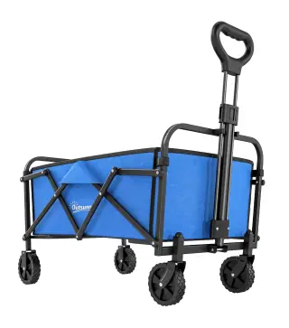 Carro de Jardín Plegable con Ruedas Mango Ajustable Carga 68 kg para Campaña Compra 81x45x89 cm Azul
