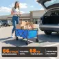 Carro de Jardín Plegable con Ruedas Mango Ajustable Carga 68 kg para Campaña Compra 81x45x89 cm Azul
