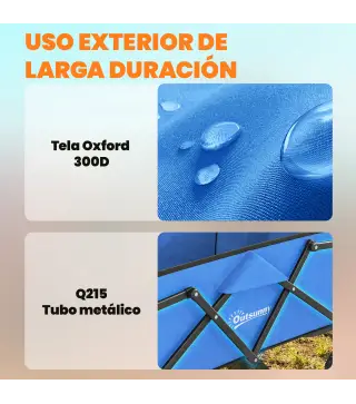 Carro de Jardín Plegable con Ruedas Mango Ajustable Carga 68 kg para Campaña Compra 81x45x89 cm Azul