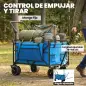 Carro de Jardín Plegable con Ruedas Grandes Bloqueables Barra Ajustable Portavasos para Campaña 125x59x133 cm Azul