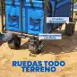 Carro de Jardín Plegable con Ruedas Grandes Bloqueables Barra Ajustable Portavasos para Campaña 125x59x133 cm Azul