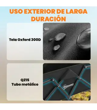 Carro de Jardín Plegable con Ruedas Bloqueables Mango Ajustable Portavasos Carga 80 kg para Campaña 85x50x99 cm Negro