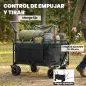 Carro de Jardín Plegable con Ruedas Grandes Bloqueables Barra Ajustable Portavasos para Campaña 125x59x133 cm Negro