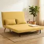 Sofá Cama de 2 Plazas Plegable Sofá Cama Tapizado en Lino con Respaldo Ajustable 5 Posiciones 2 Almohadas Amarillo