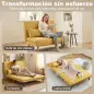 Sofá Cama de 2 Plazas Plegable Sofá Cama Tapizado en Lino con Respaldo Ajustable 5 Posiciones 2 Almohadas Amarillo