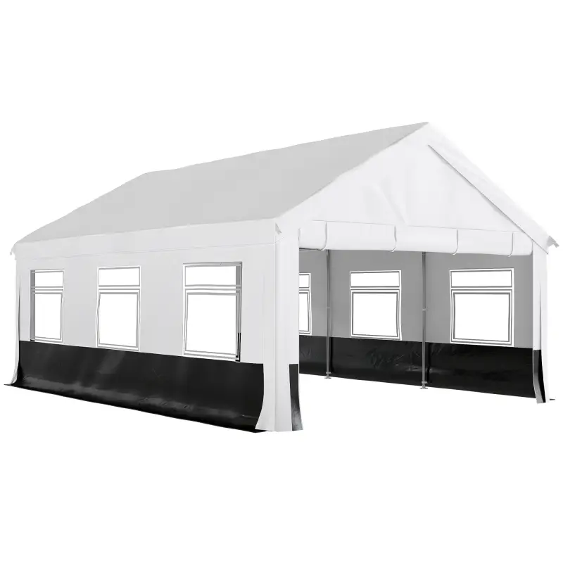 Carpa para Fiestas 4x6 m Carpa de Jardín con Paredes Extraíbles 2 Puertas y Ventanas UPF30+ para Boda Gris y Blanco Carpa para Fiestas 4x6 m Carpa de Jardín con Paredes Extraíbles 2 Puertas y Ventanas UPF30+ para Boda Gris y Blanco