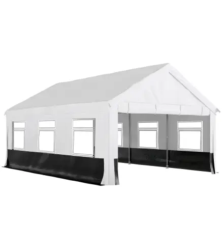 Carpa para Fiestas 4x6 m Carpa de Jardín con Paredes Extraíbles 2 Puertas y Ventanas UPF30+ para Boda Gris y Blanco