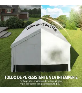 Carpa para Fiestas 4x6 m Carpa de Jardín con Paredes Extraíbles 2 Puertas y Ventanas UPF30+ para Boda Gris y Blanco