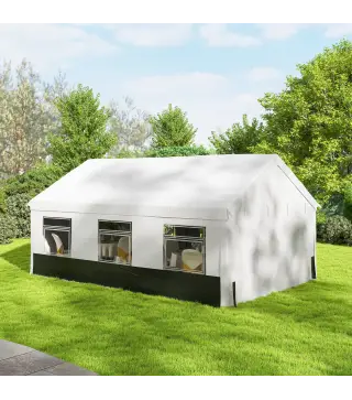 Carpa para Fiestas 4x6 m Carpa de Jardín con Paredes Extraíbles 2 Puertas y Ventanas UPF30+ para Boda Gris y Blanco