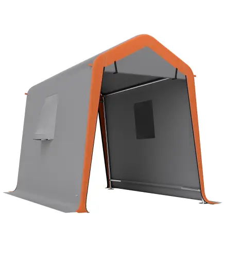 Carpa Garaje Portátil 2,4x1,8 m para Coche Impermeable con Puerta Enrollable con Cremallera Ventanas UPF30+ Gris Claro