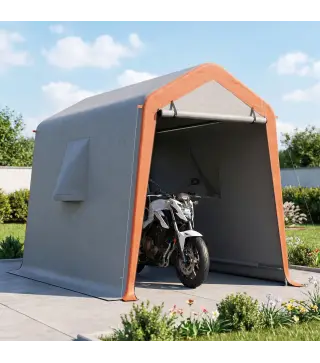 Carpa Garaje Portátil 2,4x1,8 m para Coche Impermeable con Puerta Enrollable con Cremallera Ventanas UPF30+ Gris Claro