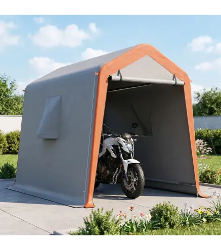 Carpa Garaje Portátil 2,4x1,8 m para Coche Impermeable con Puerta Enrollable con Cremallera Ventanas UPF30+ Gris Claro