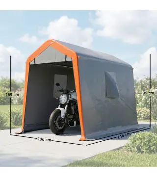 Carpa Garaje Portátil 2,4x1,8 m para Coche Impermeable con Puerta Enrollable con Cremallera Ventanas UPF30+ Gris Claro