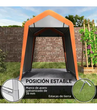 Carpa Garaje Portátil 2,4x1,8 m para Coche Impermeable con Puerta Enrollable con Cremallera Ventanas UPF30+ Gris Claro