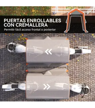 Carpa Garaje Portátil 2,4x1,8 m para Coche Impermeable con Puerta Enrollable con Cremallera Ventanas UPF30+ Gris Claro