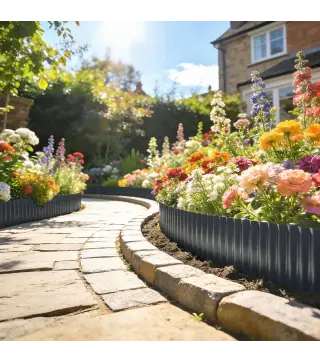 Valla de Jardín Metálica 650x20 cm de Acero Galvanizado Resistente para Huerto Patio Terraza Césped Gris Oscuro