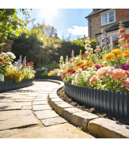 Valla de Jardín Metálica 650x20 cm de Acero Galvanizado Resistente para Huerto Patio Terraza Césped Gris Oscuro