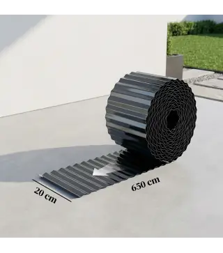 Valla de Jardín Metálica 650x20 cm de Acero Galvanizado Resistente para Huerto Patio Terraza Césped Gris Oscuro