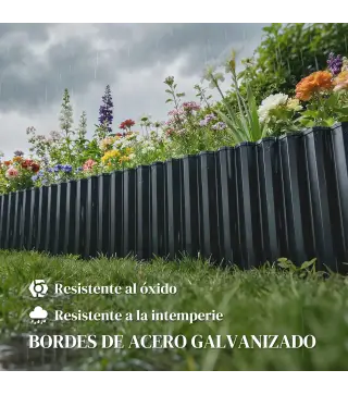 Valla de Jardín Metálica 650x20 cm de Acero Galvanizado Resistente para Huerto Patio Terraza Césped Gris Oscuro