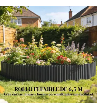 Valla de Jardín Metálica 650x20 cm de Acero Galvanizado Resistente para Huerto Patio Terraza Césped Gris Oscuro