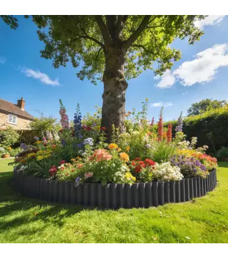 Valla de Jardín Metálica 650x20 cm de Acero Galvanizado Resistente para Huerto Patio Terraza Césped Gris Oscuro