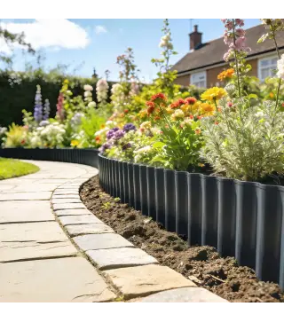 Valla de Jardín Metálica 650x20 cm de Acero Galvanizado Resistente para Huerto Patio Terraza Césped Gris Oscuro