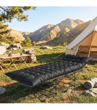 Esterilla de Camping Plegable Portátil con Correas Antideslizante para Cama de Camping Tienda Viajes Negro