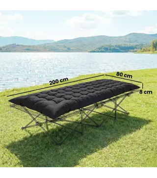 Esterilla de Camping Plegable Portátil con Correas Antideslizante para Cama de Camping Tienda Viajes Negro