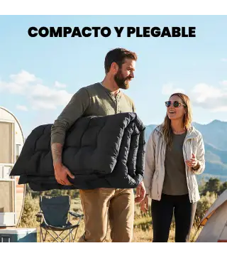 Esterilla de Camping Plegable Portátil con Correas Antideslizante para Cama de Camping Tienda Viajes Negro