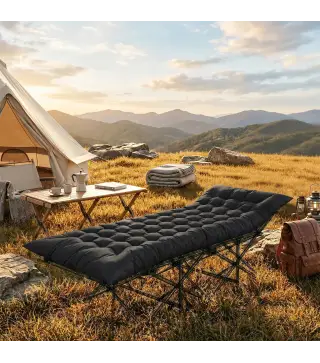 Esterilla de Camping Plegable Portátil con Correas Antideslizante para Cama de Camping Tienda Viajes Negro
