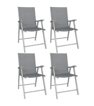 Conjunto de 4 Sillas de Jardín Exterior Plegables con Respaldo Alto y Reposabrazos para Terraza Playa 58x62x97 cm Gris
