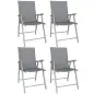 Conjunto de 4 Sillas de Jardín Exterior Plegables con Respaldo Alto y Reposabrazos para Terraza Playa 58x62x97 cm Gris