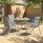 Conjunto de 4 Sillas de Jardín Exterior Plegables con Respaldo Alto y Reposabrazos para Terraza Playa 58x62x97 cm Gris