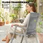 Conjunto de 4 Sillas de Jardín Exterior Plegables con Respaldo Alto y Reposabrazos para Terraza Playa 58x62x97 cm Gris