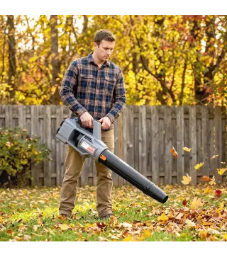 Soplador de Hojas Sin Cable 36V con 2 Baterías de 4.0Ah y Cargador Motor sin Escobillas 1000W 3 Velocidades Gris Claro