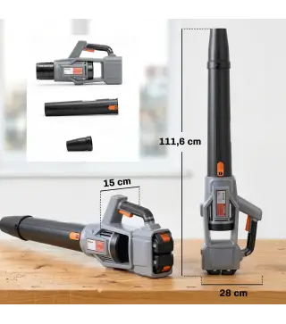 Soplador de Hojas Sin Cable 36V con 2 Baterías de 4.0Ah y Cargador Motor sin Escobillas 1000W 3 Velocidades Gris Claro