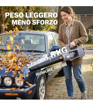 Soplador de Hojas Sin Cable 36V con 2 Baterías de 4.0Ah y Cargador Motor sin Escobillas 1000W 3 Velocidades Gris Claro