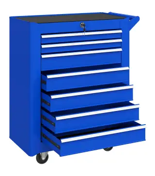Carro de Herramientas con 7 Cajones Cerradura Asa 2 Ruedas con Freno de Bloqueo para Garaje Hogar Azul