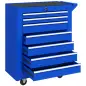 Carro de Herramientas con 7 Cajones Cerradura Asa 2 Ruedas con Freno de Bloqueo para Garaje Hogar Azul