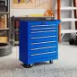 Carro de Herramientas con 7 Cajones Cerradura Asa 2 Ruedas con Freno de Bloqueo para Garaje Hogar Azul