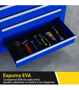 Carro de Herramientas con 7 Cajones Cerradura Asa 2 Ruedas con Freno de Bloqueo para Garaje Hogar Azul