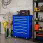 Carro de Herramientas con 7 Cajones Cerradura Asa 2 Ruedas con Freno de Bloqueo para Garaje Hogar Azul