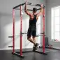 Jaula de Potencia Rack de Sentadillas con Barra Dominadas Estación de Fondos Ajustable para Casa Gimnasio Carga 460 kg