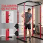 Jaula de Potencia Rack de Sentadillas con Barra Dominadas Estación de Fondos Ajustable para Casa Gimnasio Carga 460 kg