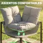 Conjunto de Jardín Exterior con Cojines Gruesos 2 Sofás de 2 Plazas Sofá de Esquina y Mesa de Centro de Vidrio Gris