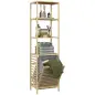 Estantería de Almacenaje Mueble de Baño con 3 Estantes y 1 Cesto para Ropa Sucia Desmontable 44x33x160 cm Natural